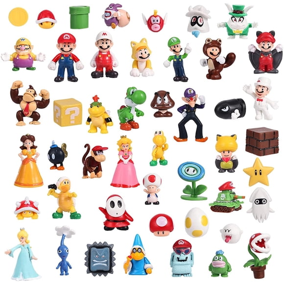 Set de muñecos Isaneihas Mario Brothers, 48 piezas, con Luigi Yoshi
