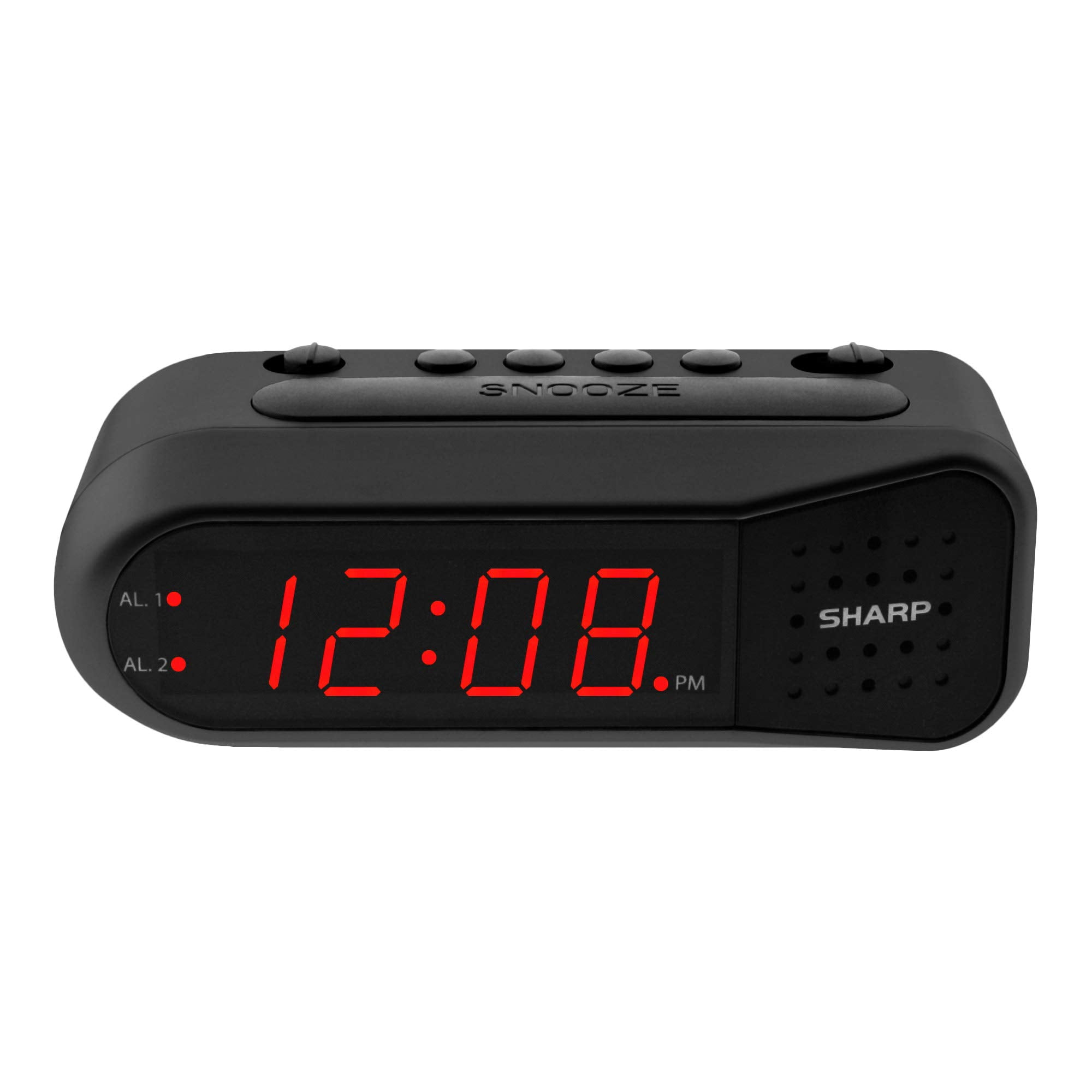 Reloj Despertador Digital Sharp Black Con Led Rojos Con Doble Alarma