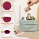 thumbnail image 3 of Uxcell 2 piezas bolsa de maquillaje con cordón, bolsa cosmética de lona de 4.7" organizador de artículos de tocador para accesorios de viaje, burdeos, 3 of 7