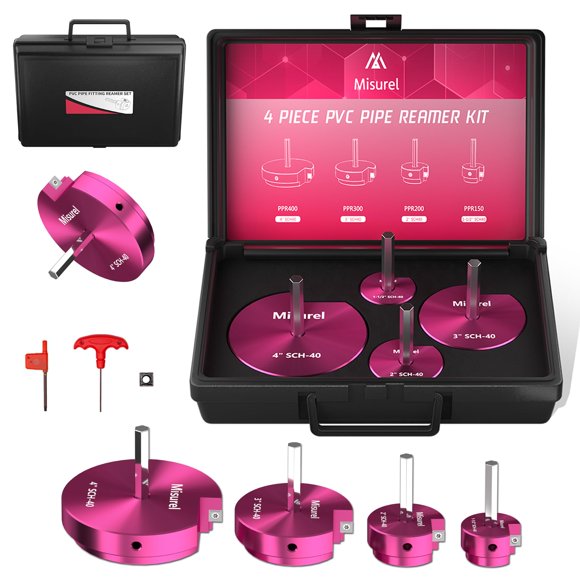 Kit escariador de tubos de PVC Misurel con protector de montaje de 1,5 cm, 2 cm, 3 cm y 4 cm