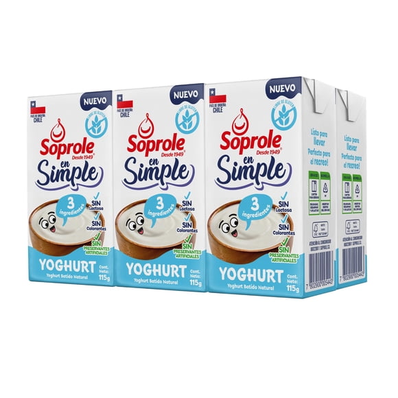 Soprole yoghurt en simple natural 6x115g, 690 g