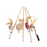 Total Click - Juguete Varita Con Bola O Raton Para Gatos Mascotas