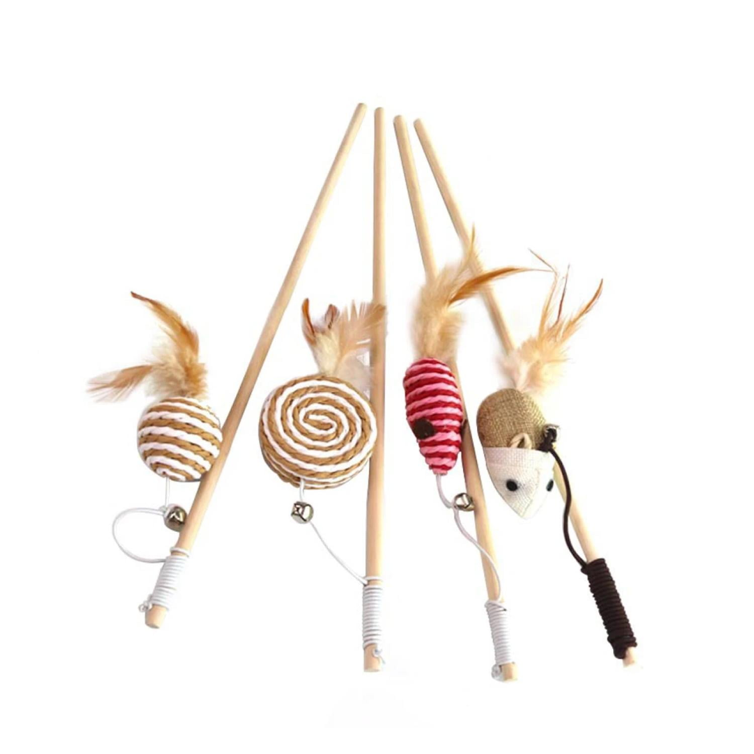 Total Click - Juguete Varita Con Bola O Raton Para Gatos Mascotas