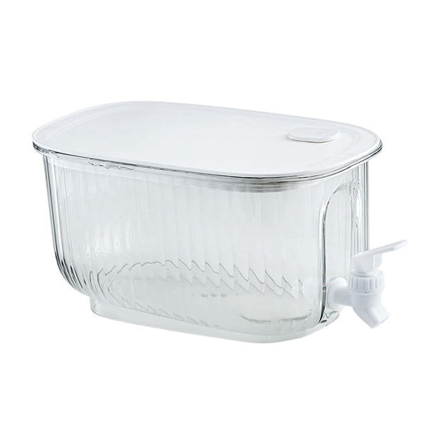 Dispensador de bebidas de 4L, hervidor frío sellado con válvula de vacío, cubo de bebidas resistente a la temperatura para el hogar, nevera, cocina, Blanco