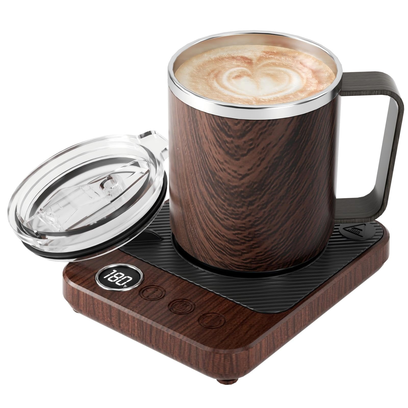 Calentador De Taza De Café Felibeaco De 16 Oz Con Taza Térmica De Madera