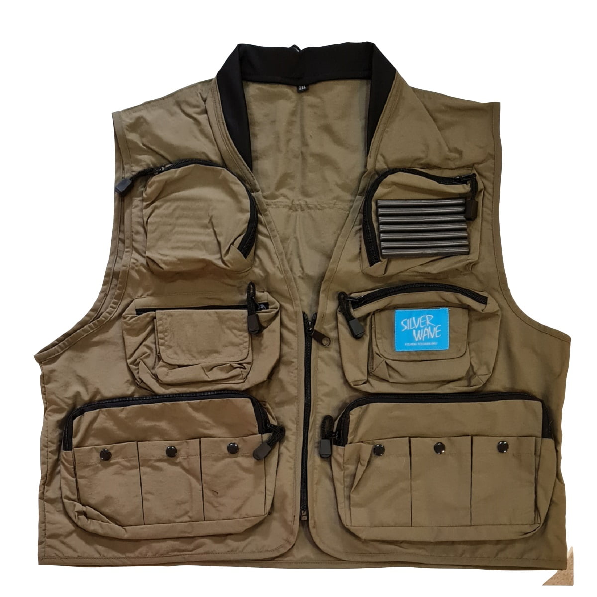 Silver Wave - Chaleco De Pesca Verde Talla Xxl 15 Bolsillos Contorno-122cm