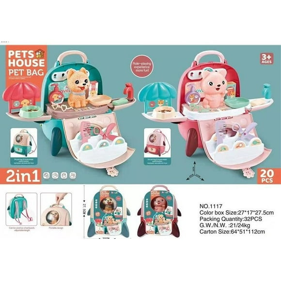 Mini Maleta Transportador Pet House Rosa 20pcs
