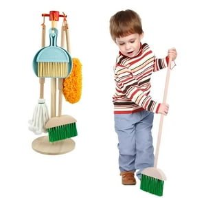 Genérica - Set Aseo Didactico Limpieza Madera Juguete Escoba Simulación