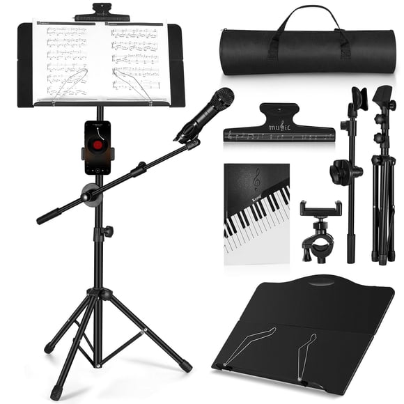 Soporte de música plegable Vangoa con soporte para micrófono y teléfono