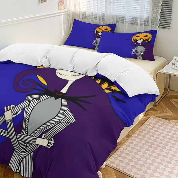 Blue Purple The Nightmare Before Christmas Comforter Set Soft 3 Pcs Twin Bedding Sets Thicken for All Season