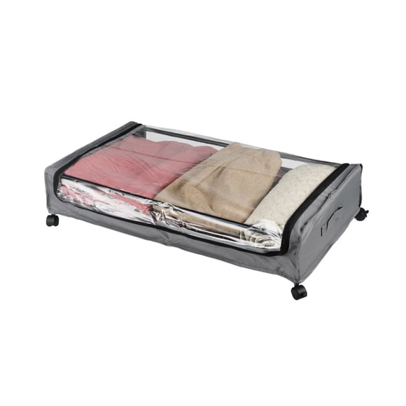 Organizador bajo cama con ruedas gris