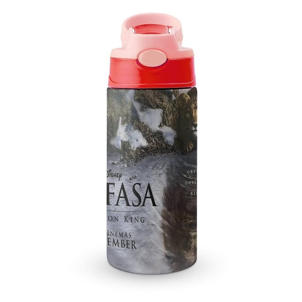 Mufasa: El Rey LeónBotella de Agua con Tapa Pop Top de Un Toque, Acero Inoxidable, a Prueba de Fugas, para Deportes, Botella Infantil rosa 12 oz