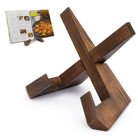 Soporte para libros de cocina PUERSI, de madera rústica de color marrón
