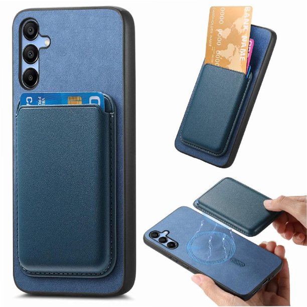 Funda de Cuero Magnética con Tarjetero para Samsung Galaxy A16 Cubierta Delgada Azul