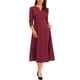 thumbnail image 2 of INSPIRE CHIC Vestido de Trabajo para Mujer Línea A 3/4 Mangas Elegante Vestido Midi Burdeos S, 2 of 5