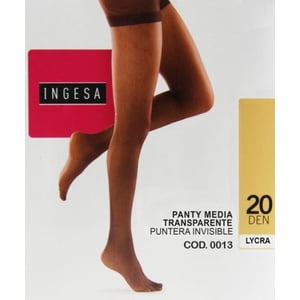 Ingesa - Panty Elasticada 20 Denier Punta Invisible S-M Grafito