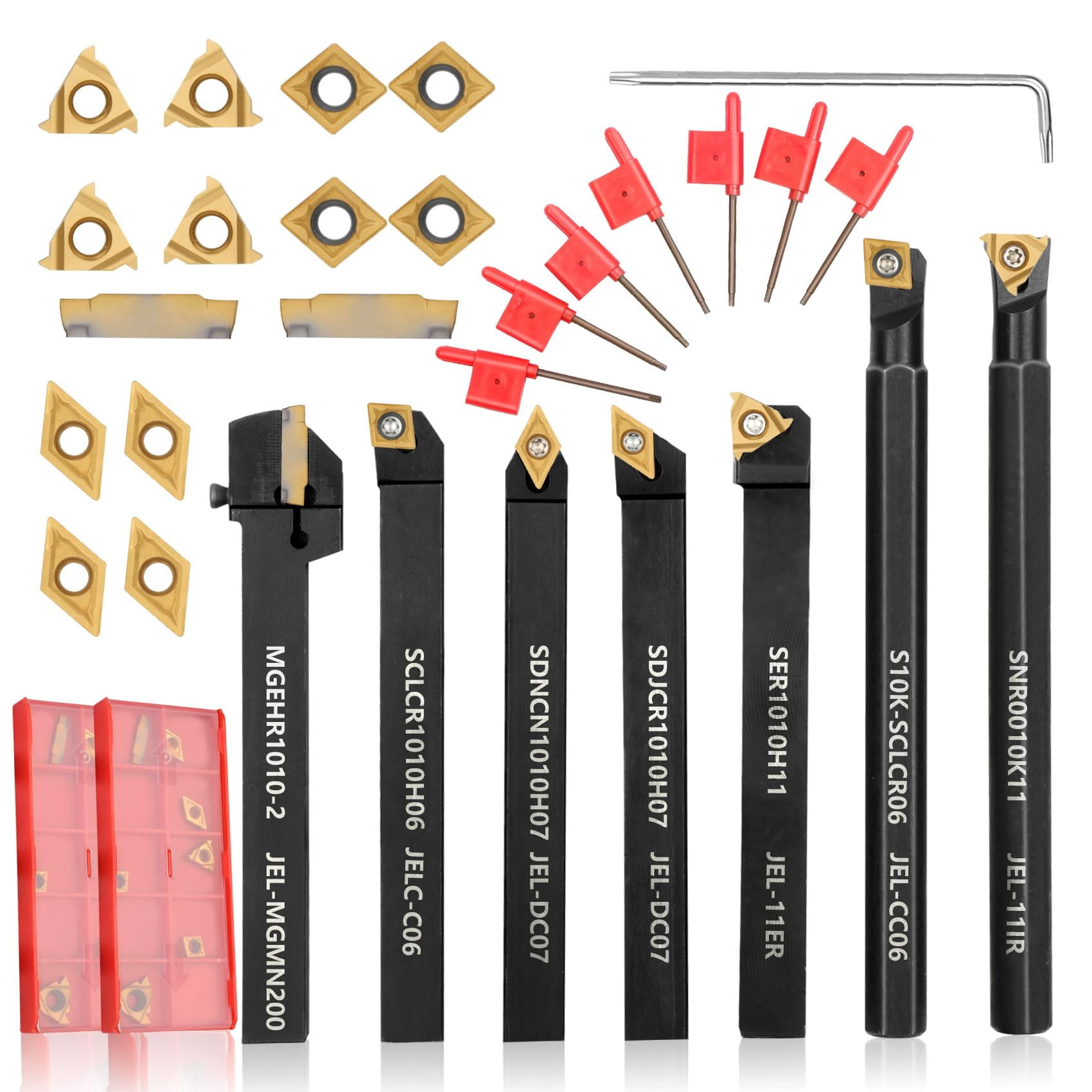 Kit De Herramientas De Torneado Joogto, Indexable, 21 Piezas Con Juego De Soportes