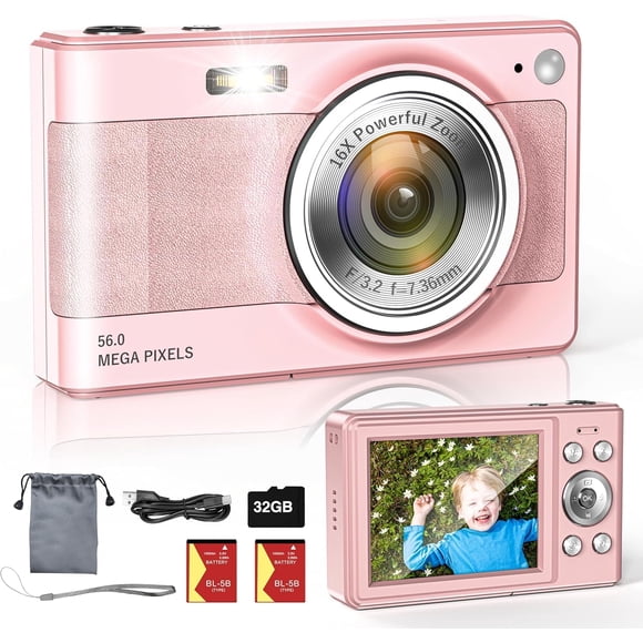 Cámara digital SECHKISS de 56 MP para fotos y vídeos de 1080P, zoom de 16x