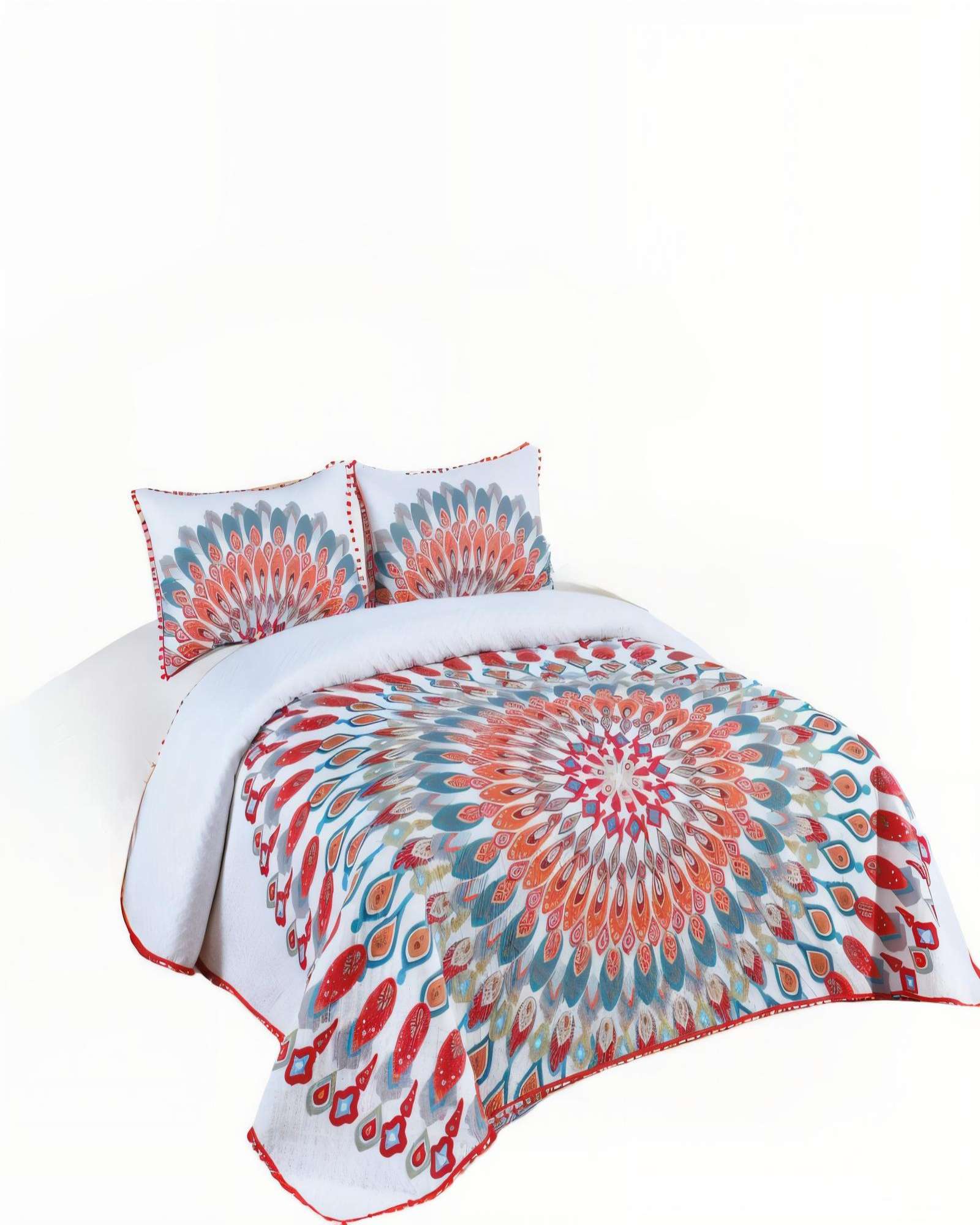 Genérico - Cubrecama De Verano Con Pompon Y Diseno 2P Multicolor