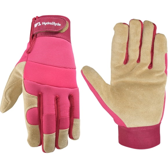 Guantes Wells Lamont HydraHyde de piel dividida para mujer, color rosa
