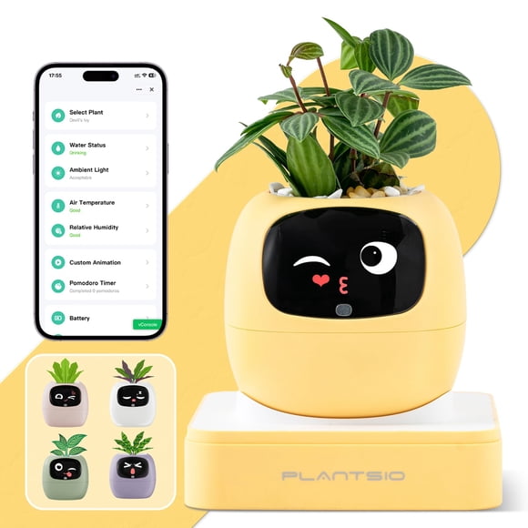 Maceta inteligente PLANTSIO de 80 ml con riego automático y pantalla