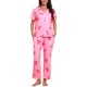 thumbnail image 1 of INSPIRE CHIC Conjunto de Pijama para Mujer Manga Corta Ropa de Dormir Camisones Botones Estampado Cuello Solapa Pantalones Pierna Ancha Recta Cintura Elástica Conjuntos Descanso 2XL Rosa, 1 of 6