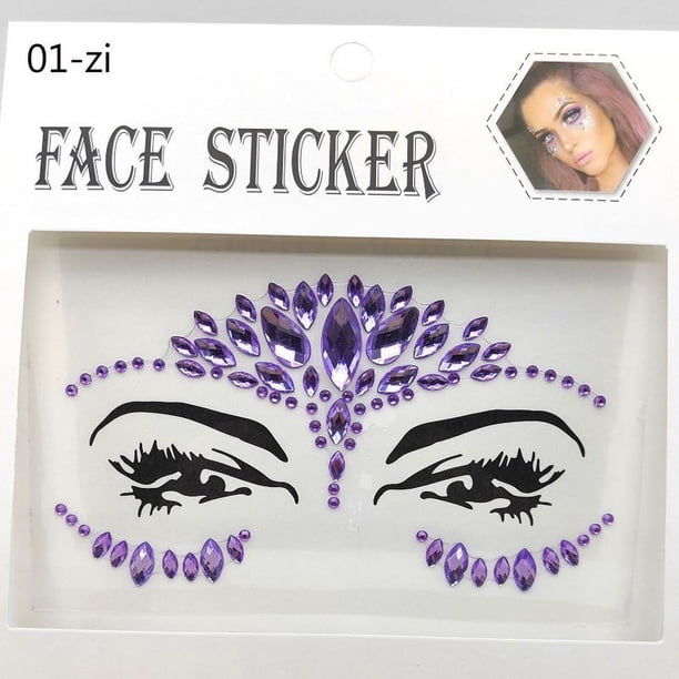 5.71*5.91inch Sexy Face Sticker Rhinestone Tattoo Sticker Flashy False Tattoo Women's Party Eyebrow Sticker Decoration DIY Jewelry Tattoo Sticker