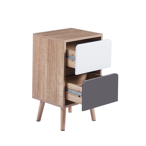 Habita2 Chile - Velador Bicolor O Mesa De Noche 58X30X35 - Negro Blanco