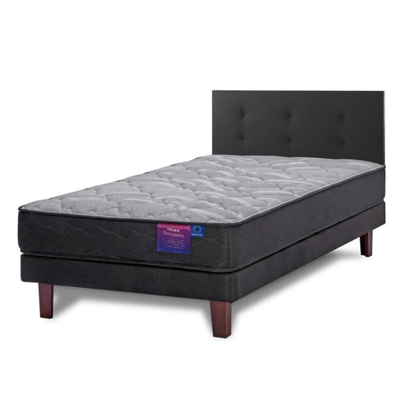 Cama Europea Therapedic Plus 1.5 Plaza + Respado Royal Negro Base Normal