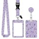 thumbnail image 1 of Porta Credencial SUPSLOTH con Flores Moradas y Carrete Retráctil, 1 of 7