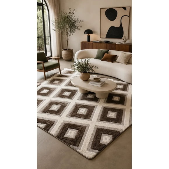 Alfombra De Rombos Para Living Resistente Decorativa 3 X 2