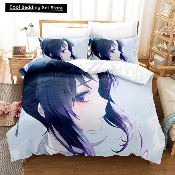 x1984 Bed Sheetsed Anime Bed Sheet Demon Slayer Bedding Set Twin Full Size Bed Set Adult Kid Bedroom Duvet cover Sets 3-Piece Bedding Set (1 Duvet Cover + 2 Pillow Shams) nj1984