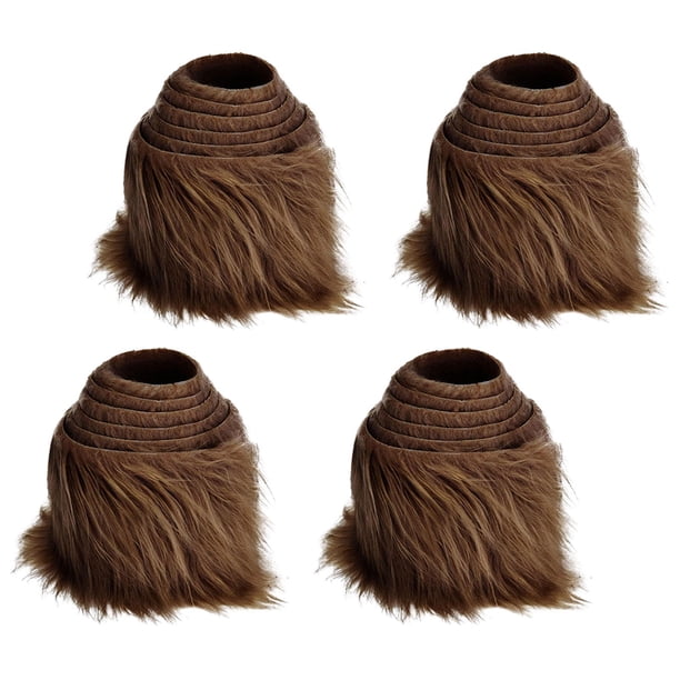 4 Piezas De Tela De Piel Sintética Peluda Para árbol De Navidad, Fiesta, Gnomos, Barba, Pelo, Café