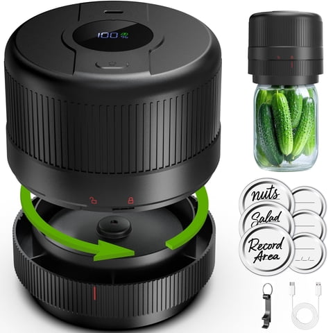 Kit Sellador Al Vacío Wothfav Mason Jar Electric Para Boca Ancha