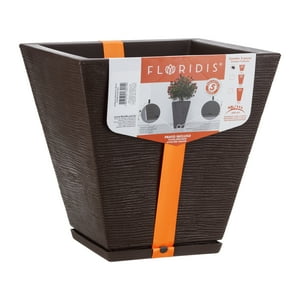 Macetero Floridis Marron Zurique 34Cm Alto Con Plato