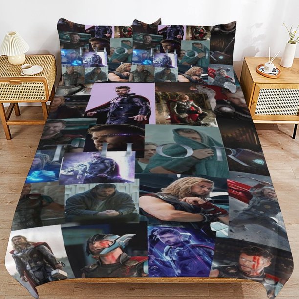 Thor Bedding Sets Ultra Soft Skin-Friendly Duvet Cover 3 Piece, Cute Comforter Cover Bed Set for Boys Girls Kids