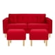 thumbnail image 1 of Sofa New Retro 3c + 2 Pouf Felpa 05 Rojo, 1 of 6