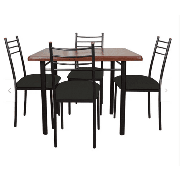 Comedor Ranco Metal Madera 4 Sillas Negro