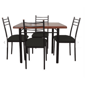 Recutex - Comedor Ranco Metal Madera 4 Sillas Negro