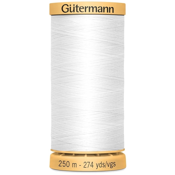 Hilo Gutermann de algodón natural, 250 m, blanco mercerizado