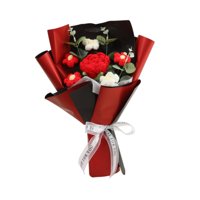 Bothyi - Ramo De Flores De Crochet Terminado, Regalo Para Mamá, Flores Artificiales Tejidas A Mano En Rojo