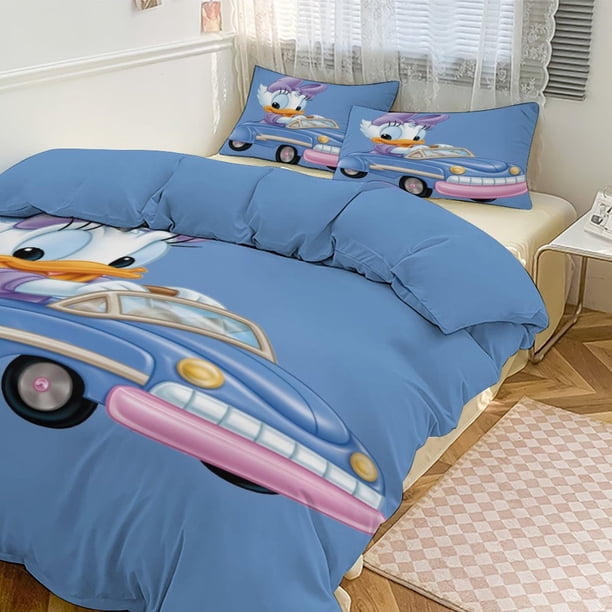 Daisy Duck Print Bedding Set Pattern Duvet Cove Set 3 Pieces 1 Quilt Cover And 2 Pillowcases for Women Men Teens