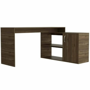 Fmfurniture - Escritorio En L 1 Puerta Fm-062O - Café Oscuro