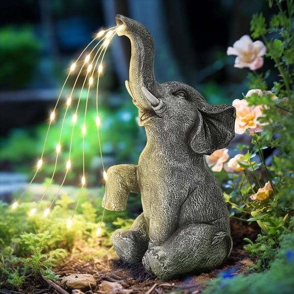 Decoración solar para jardín Estatua de elefante con luces LED GIGALUMI
