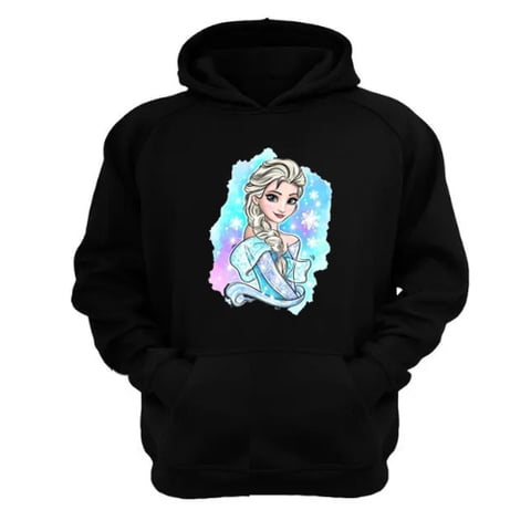 Genérico - Polerón Canguro Elsa Negro Talla Xl Unisex