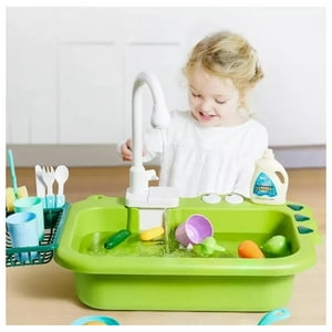 Total E-Commerce - Juguete Fregadero Lavavajillas Con Accesorios Verde Infantil