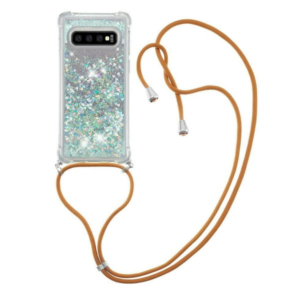 Funda FOXDOCK para Samsung Galaxy S10 Plus con Cuerda Ajustable, Brillo Líquido, Protección Antigolpes y Lente – Ideal para Regalo