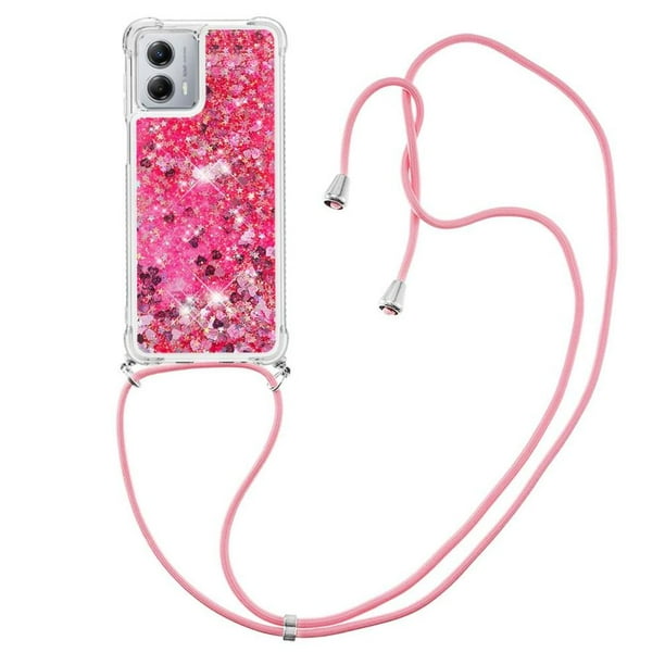 Funda FOXDOCK para Motorola Moto G 5G 2023 con Cuerda Ajustable, Brillo Líquido, Protección Antigolpes y Lente – Ideal para Regalo