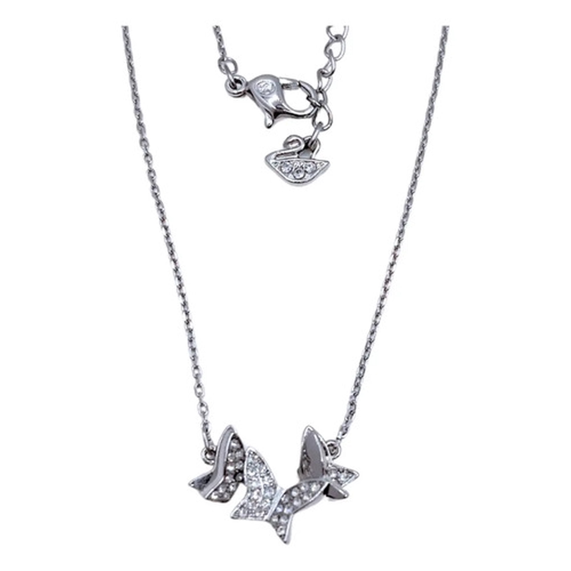 Marca - Collar Trio De Mariposas, Circonitas Pavé, Cristal Austriaco Plateado