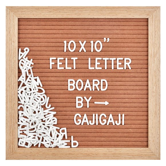Tablero de Letras de Fieltro GAJIGAJI 25x25 cm Marco de Madera Marrón